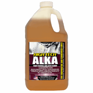 High Tech Alka alkaline-based coil cleaner in a 1-gallon jug