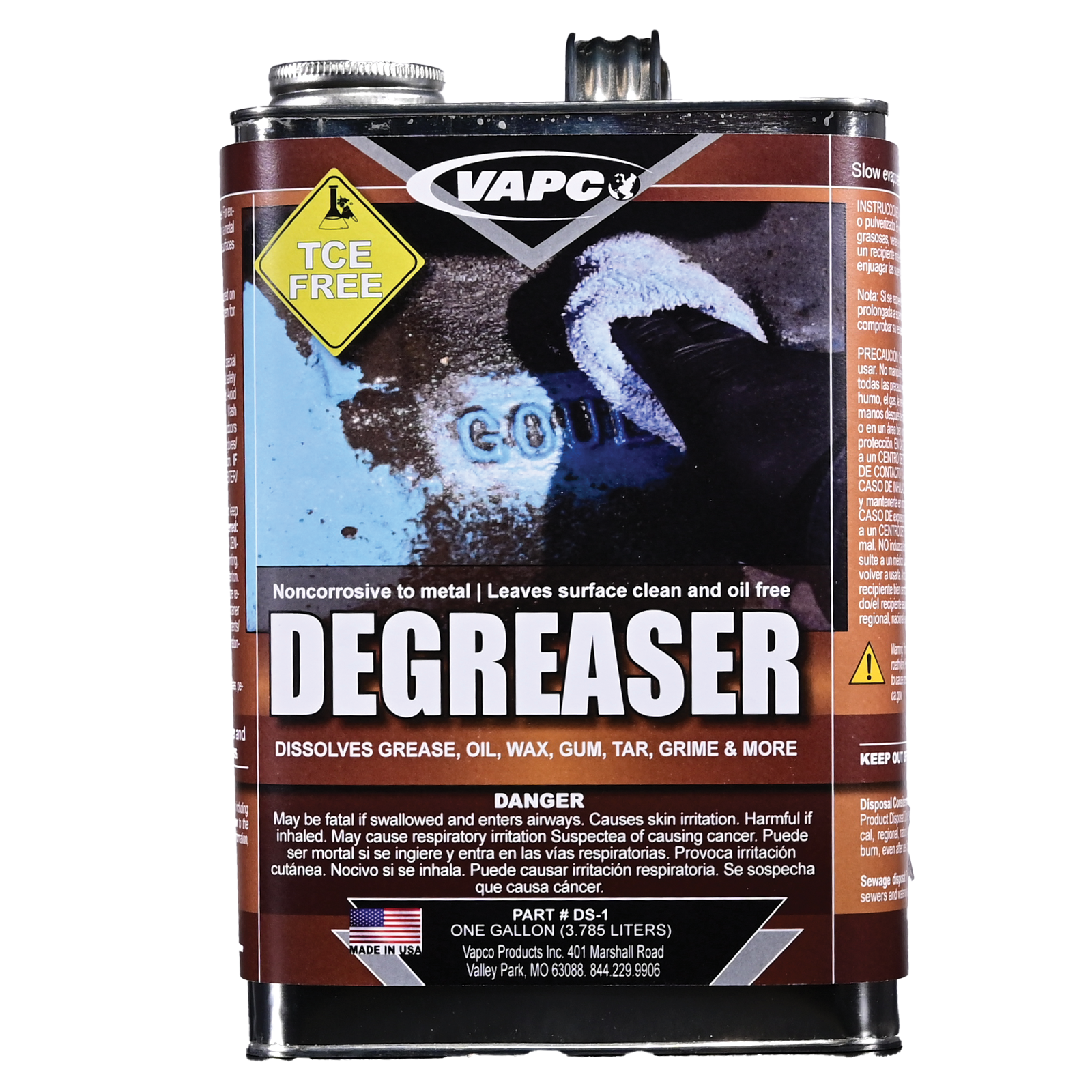 A gallon container of DEGREASER SOLVENT, a powerful and versatile liquid degreasing solution.