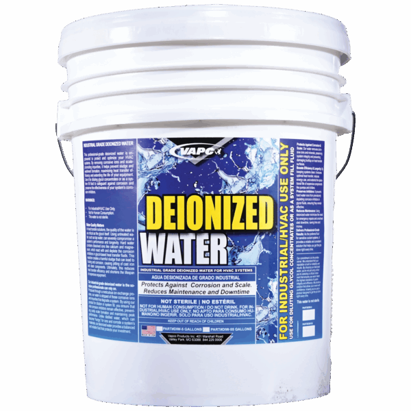 A 5-gallon bucket of industrial-grade deionized water for HVAC and closed-loop system protection