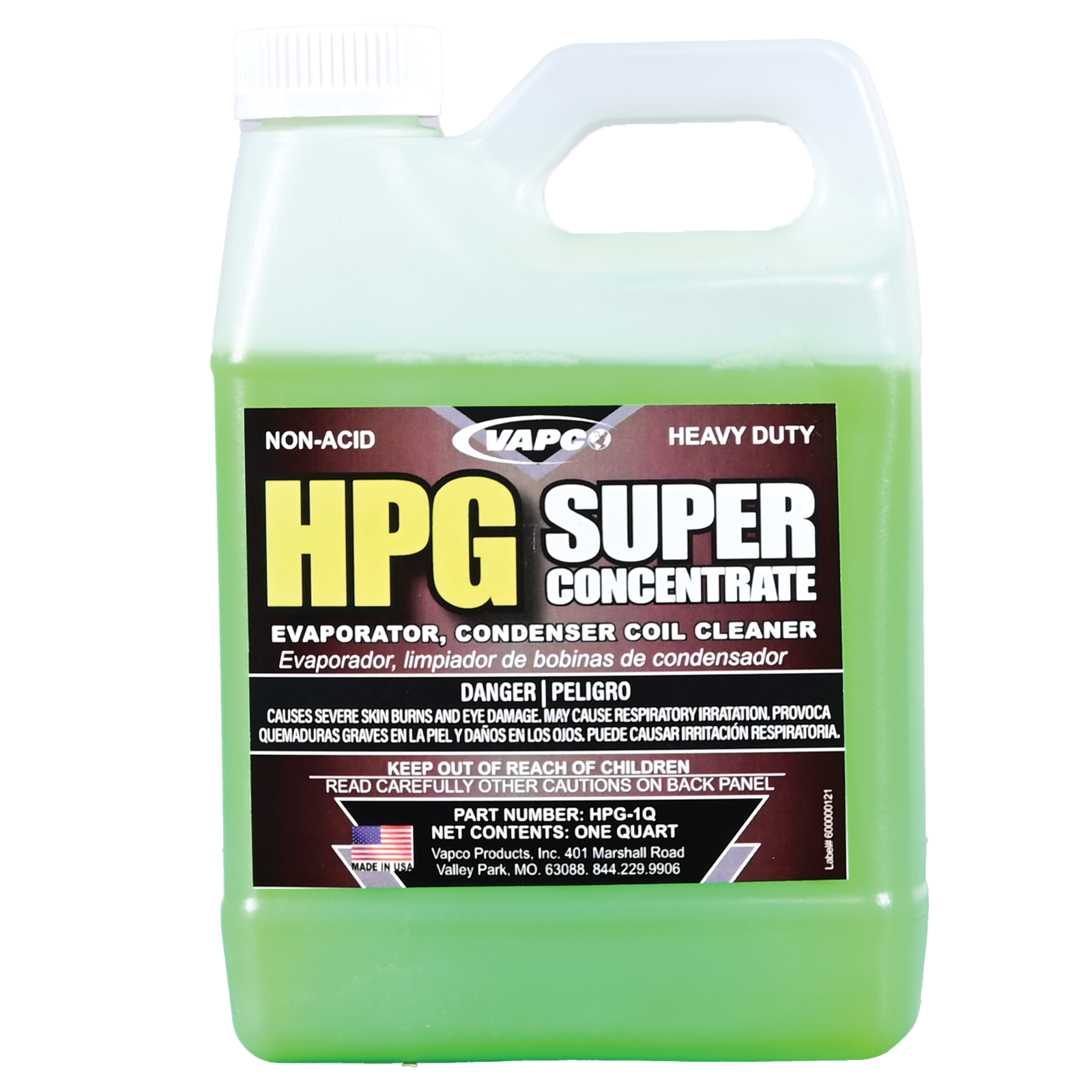 A quart bottle of HP CLEANER, a super-concentrated, non-acid coil cleaner for HVAC systems.
