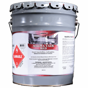 Magna Tack Red MR high-strength adhesive in a bulk container
