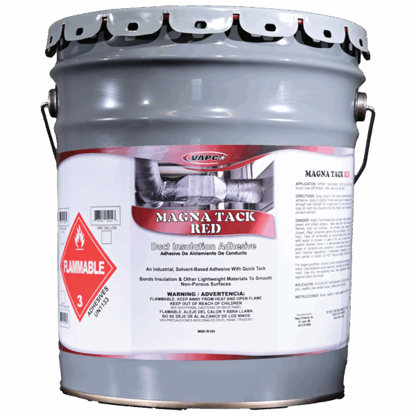 Magna Tack Red MR high-strength adhesive in a bulk container