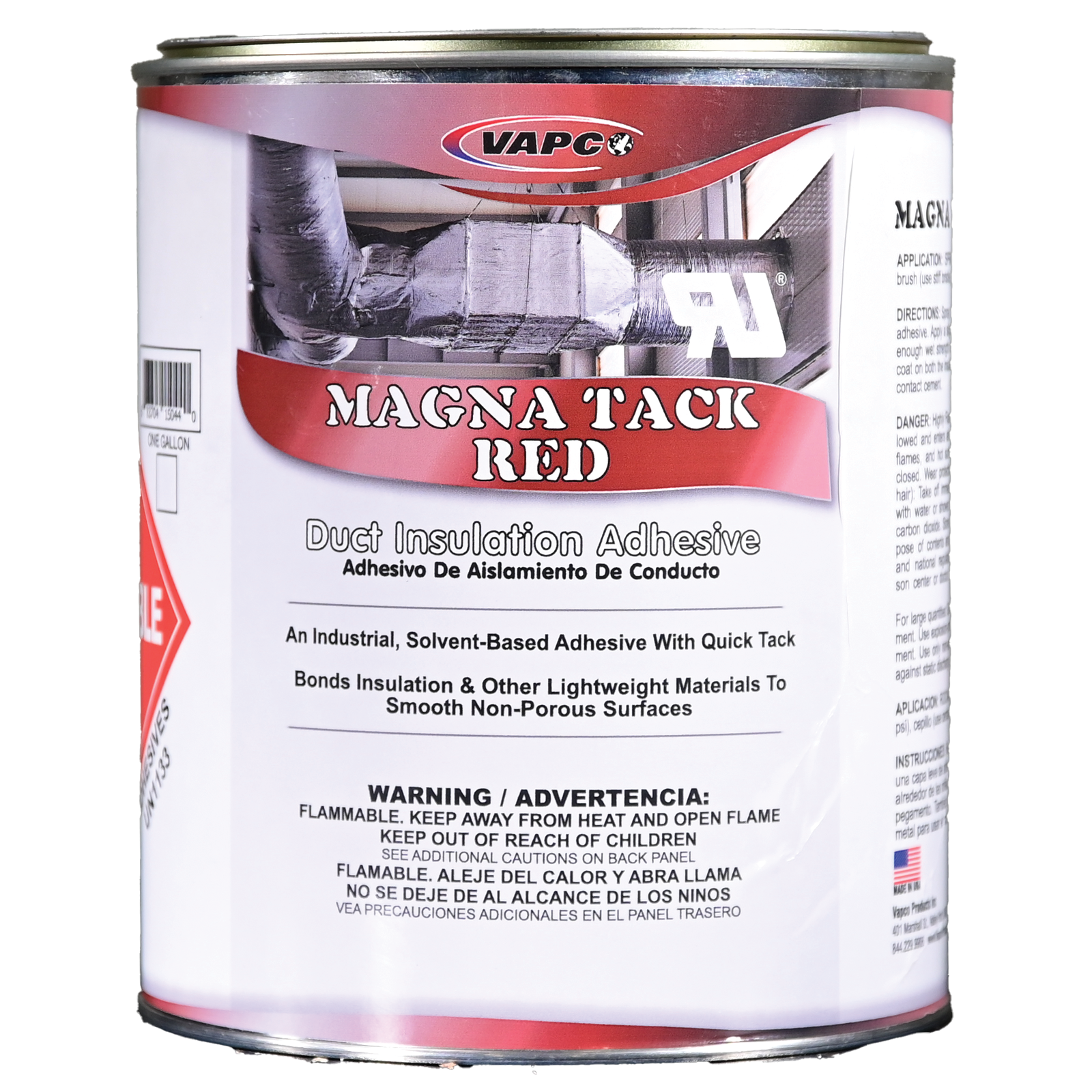 Magna Tack Red UL Listed UMR high-strength adhesive in a 1-gallon can
