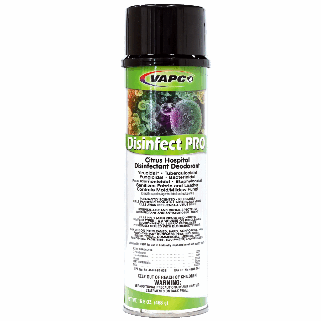 A can of Disinfect Pro aerosol spray, used for professional HVAC disinfection.