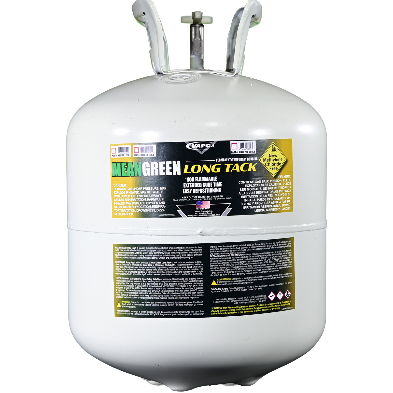 Mean Green Long Tack Cylinders, MGLT-SC, LC, 200 - Methylene Chloride Free Formula
