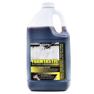 FOAMTASTIC heavy-duty alkaline coil cleaner in a gallon jug