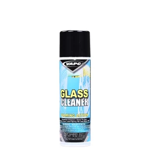 An aerosol can of Vapco's Aerosol Glass Cleaner, a professional-grade, streak-free cleaning solution