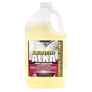 High Tech Alka alkaline-based coil cleaner in a 1-gallon jug