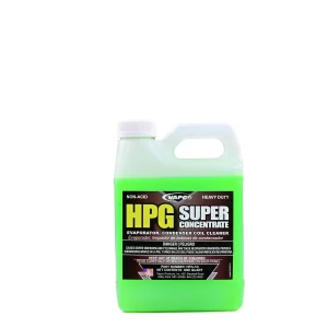 A quart bottle of HP CLEANER, a super-concentrated, non-acid coil cleaner for HVAC systems.