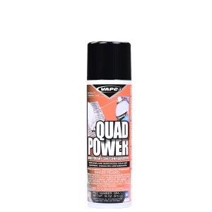 An aerosol can of QUAD POWER, a versatile and powerful HVACR cleaning solution.