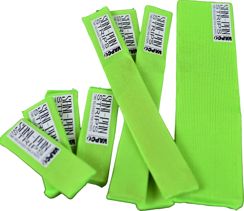 A range of Sani Pan Strip sizes for HVAC systems from 1 ton to 50 ton units to prevent drain line clogs.