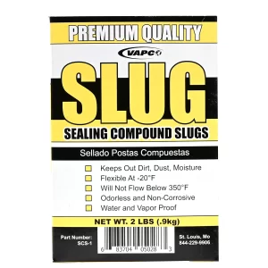 A package of SEALING COMPOUND SLUGS, a flexible and moldable sealing material.